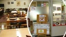 食堂の入口と中（秋田県庁）