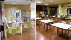 食堂入口と食堂内(一関市役所)
