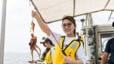 常滑「タコ釣り」体験の船上